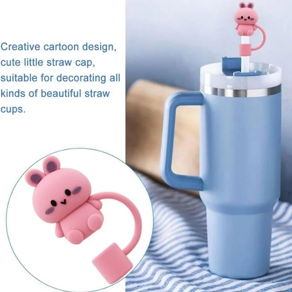 5 pc Protective Silicone Straw Covers - Picture 4 of 8